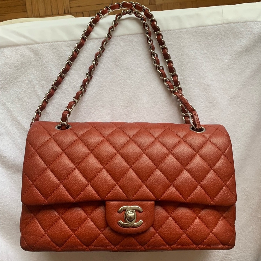 Chanel double flaps caviar Red Cross body bag